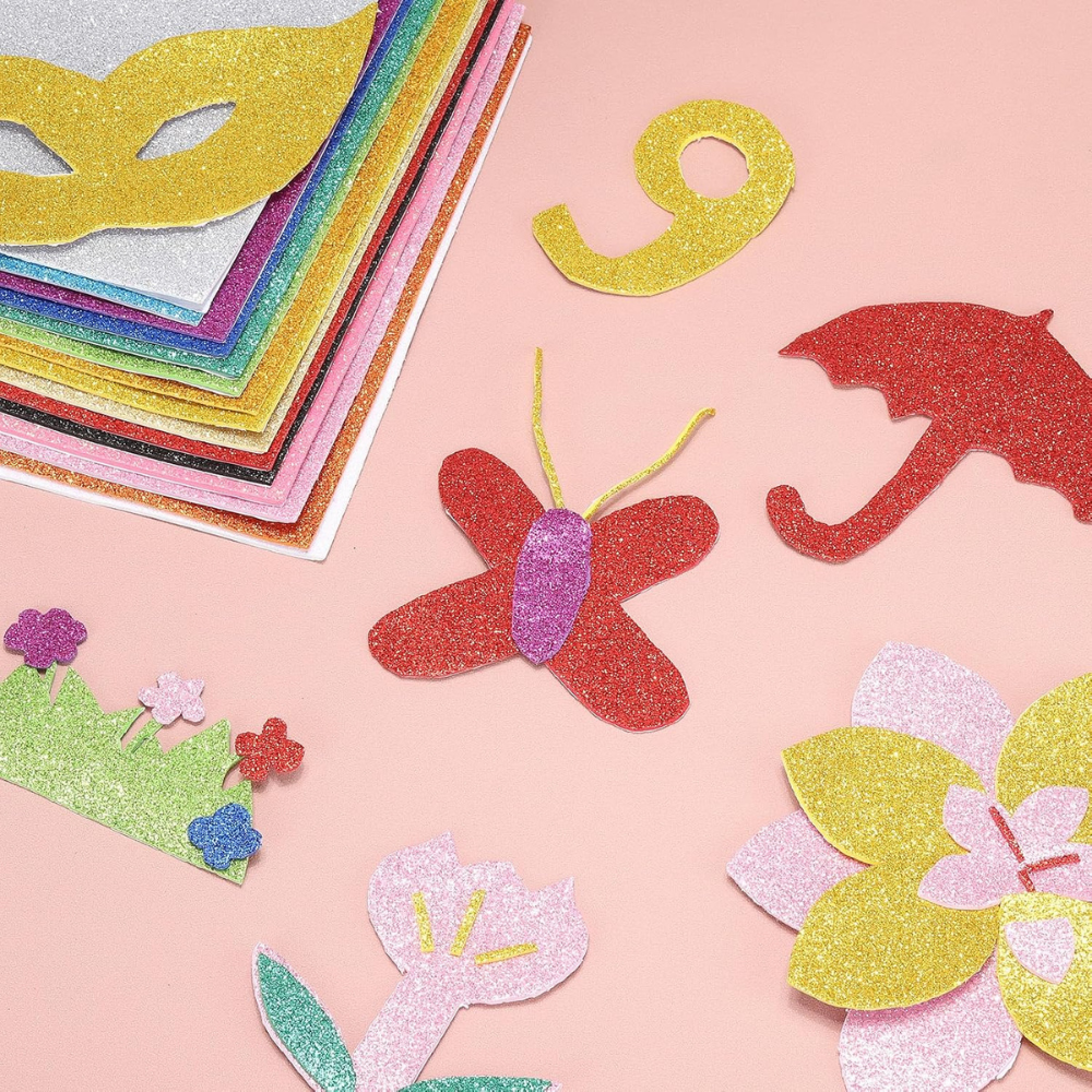 Lot de 10 feuilles de papier mousse brillant A4 - Doré