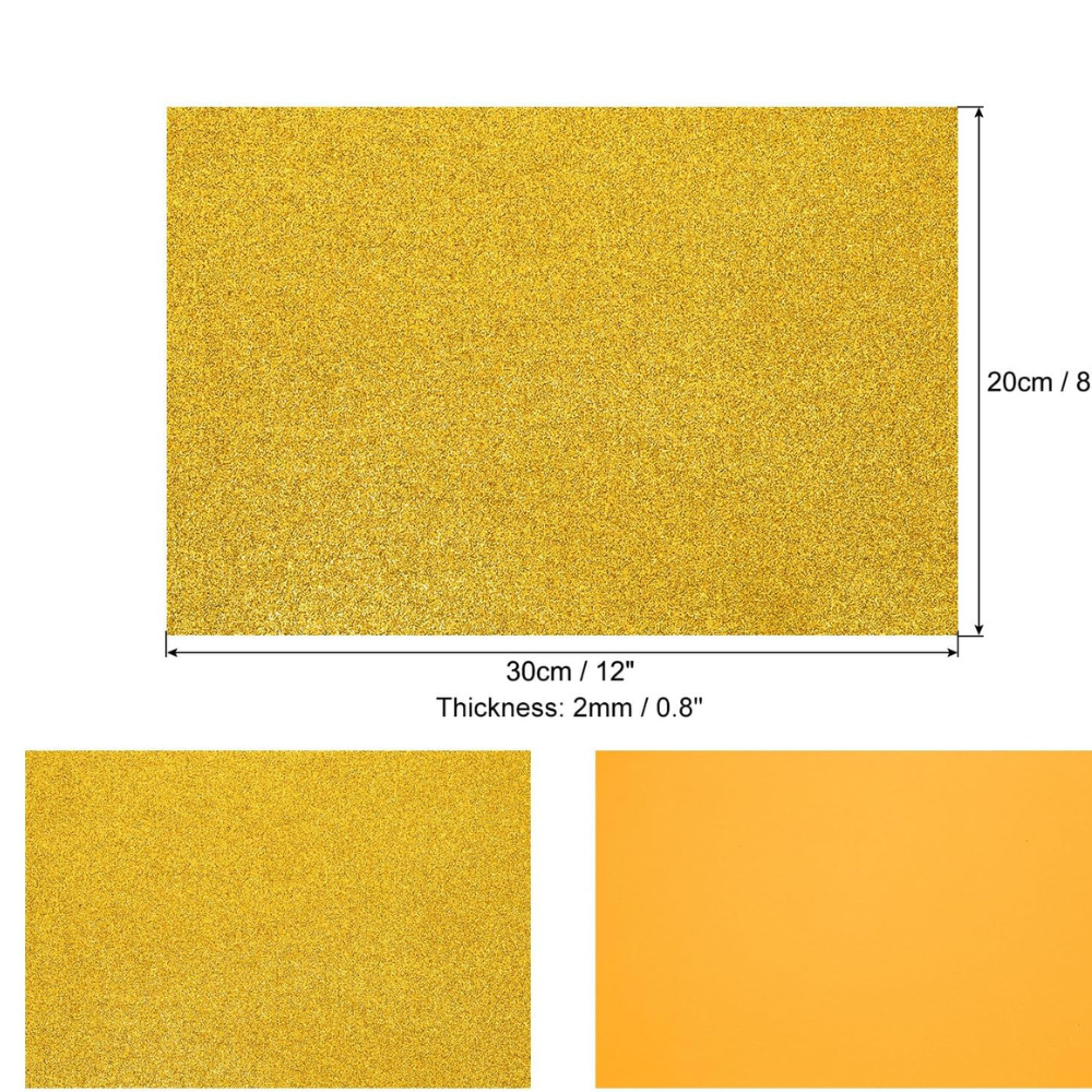 Lot de 10 feuilles de papier mousse brillant A4 - Doré