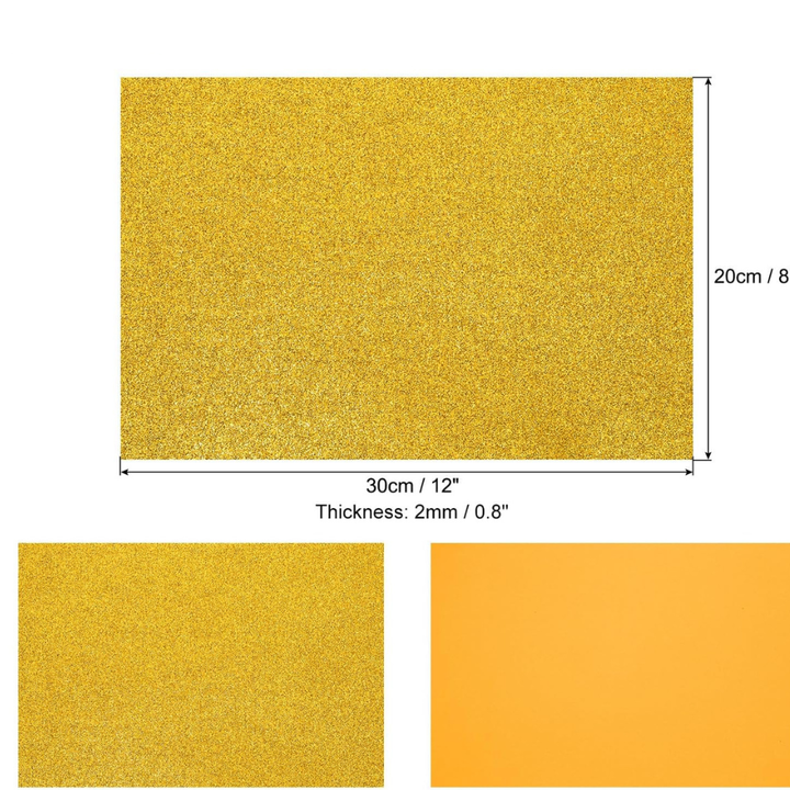 Lot de 10 feuilles de papier mousse brillant A4 - Doré