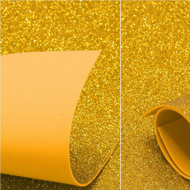 Lot de 10 feuilles de papier mousse brillant A4 - Doré