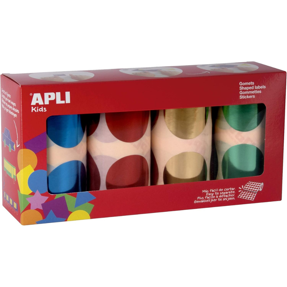 Lot de rouleaux de gommettes rondes métallisées XXL Ø 45