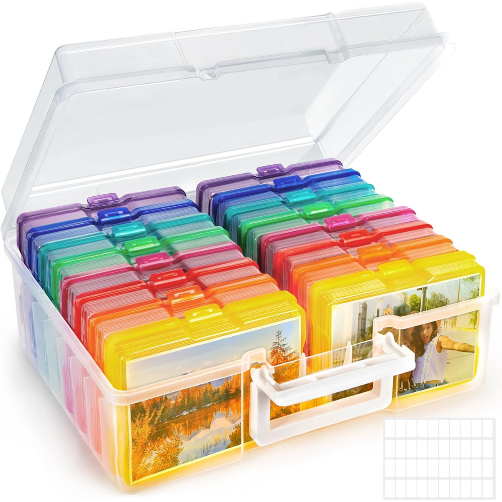 Mallette de rangement avec 16 boites colorés, pour la classe ou pour les photos