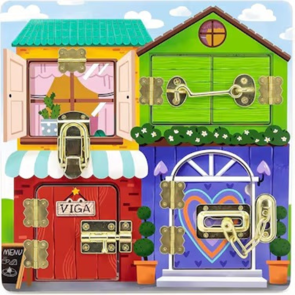 Maxi planche à verrous, la maison - 1 - Eveil Montessori Maroc