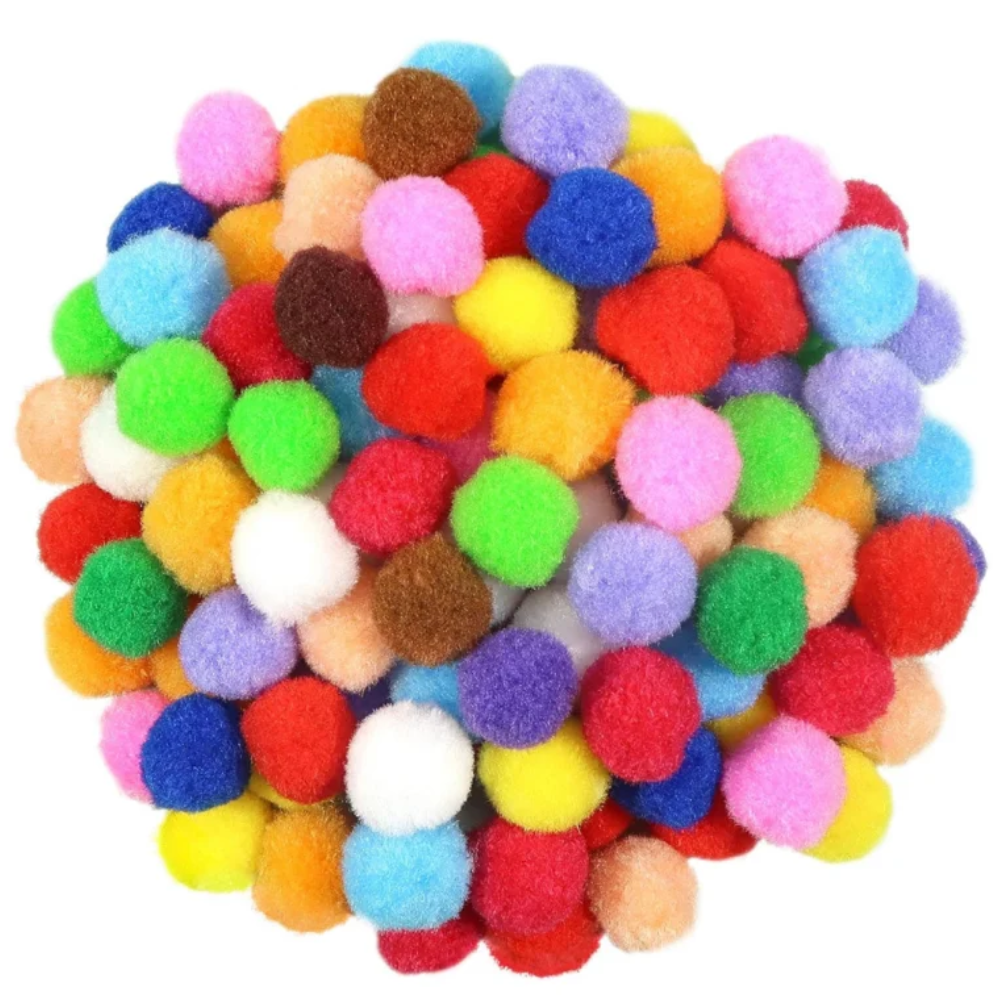 Mini Pompons Colorés 200pcs 15mm - 1 - Eveil Montessori Maroc