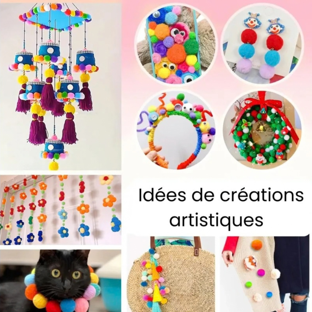 Mini Pompons Colorés 200pcs 15mm - 2 - Eveil Montessori Maroc