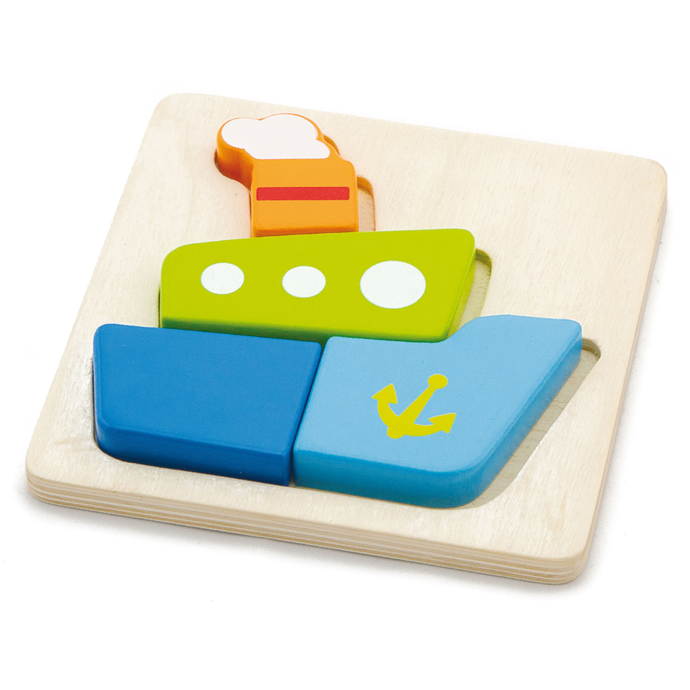 Mini puzzle en bois - Bateau - 1 - Eveil Montessori Maroc
