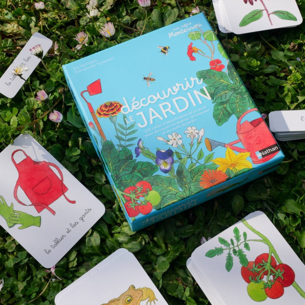 Mon coffret Montessori - Découvrir le jardin - 120 cartes solides et maniables - 3 ans