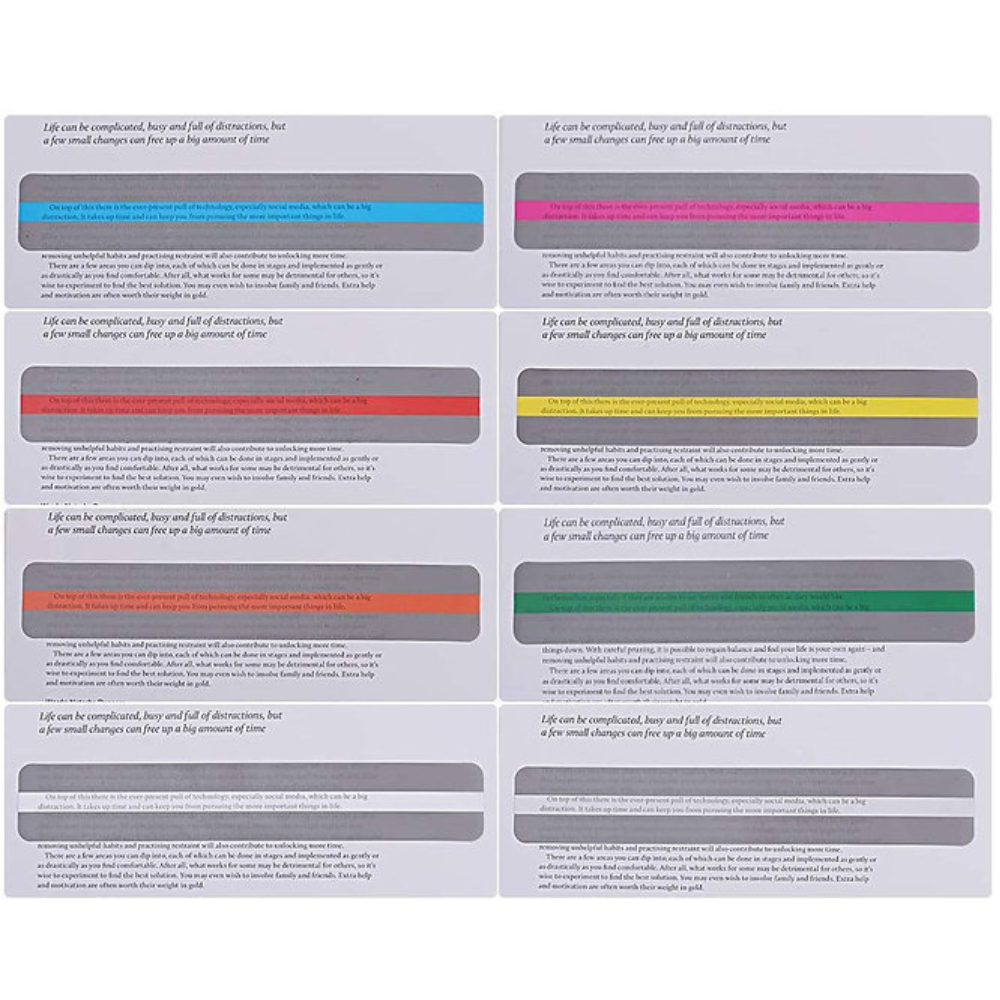 Pack de 8 règles de lecture colorées