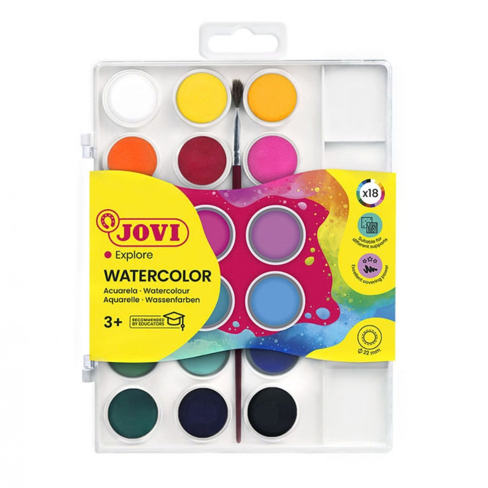 Palette 18 galets d'aquarelles de 22mm couleurs assorties + 1 pinceau - 1 - Eveil Montessori Maroc