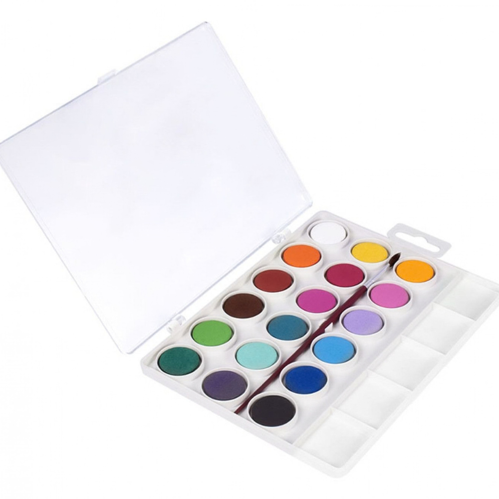 Palette 18 galets d'aquarelles de 22mm couleurs assorties + 1 pinceau - 2 - Eveil Montessori Maroc