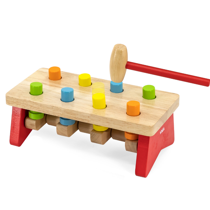 Planche à clous et marteau, multicolore