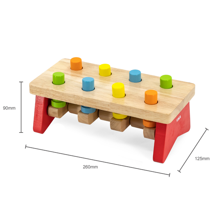 Planche à clous et marteau, multicolore