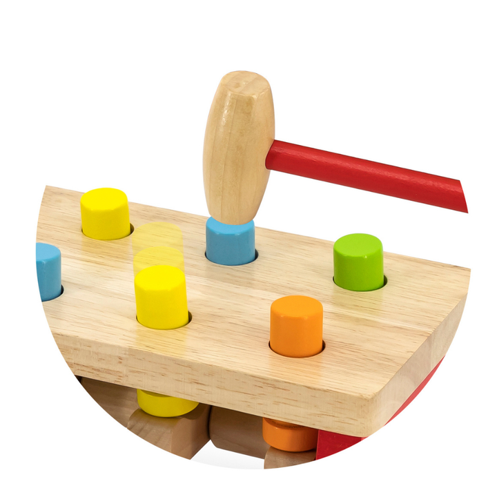Planche à clous et marteau, multicolore