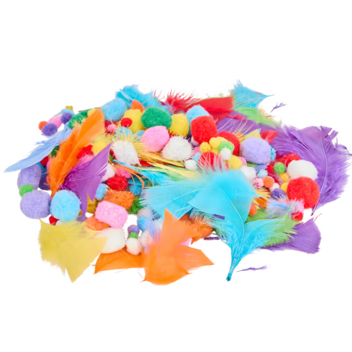 Plumes et pompons pour loisirs créatifs