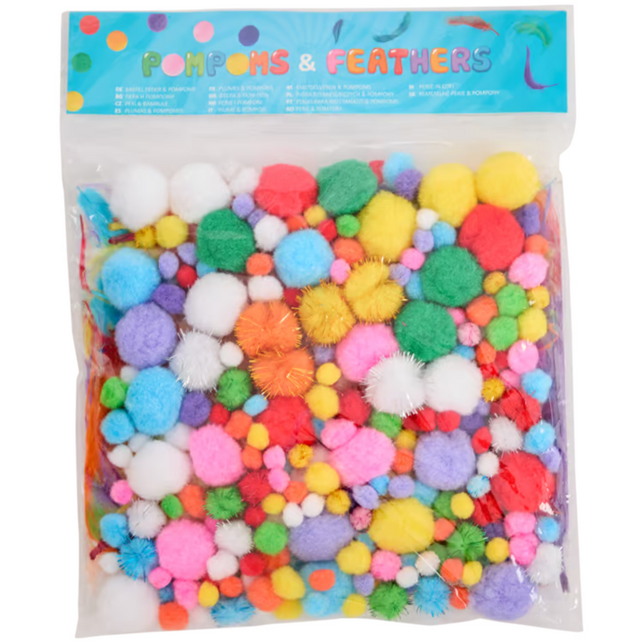 Plumes et pompons pour loisirs créatifs