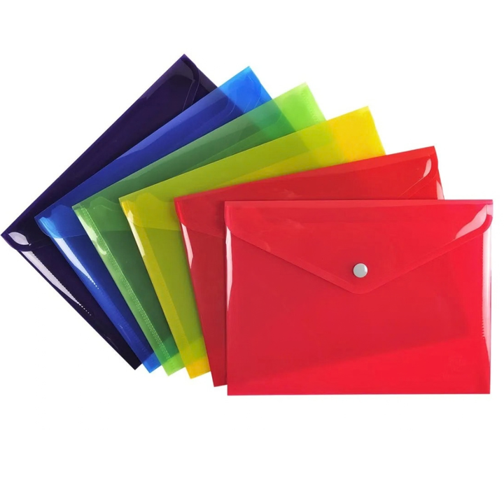 Pochette enveloppe transparente avec bouton-pression – 16 × 12 cm - (Vendu à l'unité) - 1 - Eveil Montessori Maroc