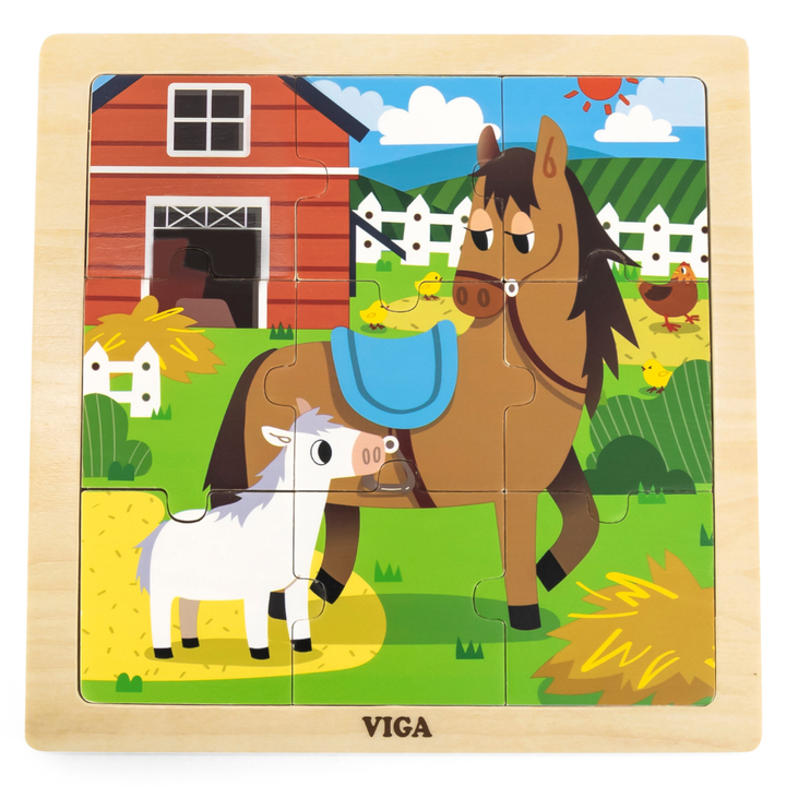 Puzzle 9 pièces - Cheval et son petit