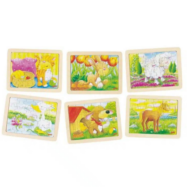 Puzzle animaux en bois, 26 pièces, (lot de 6)