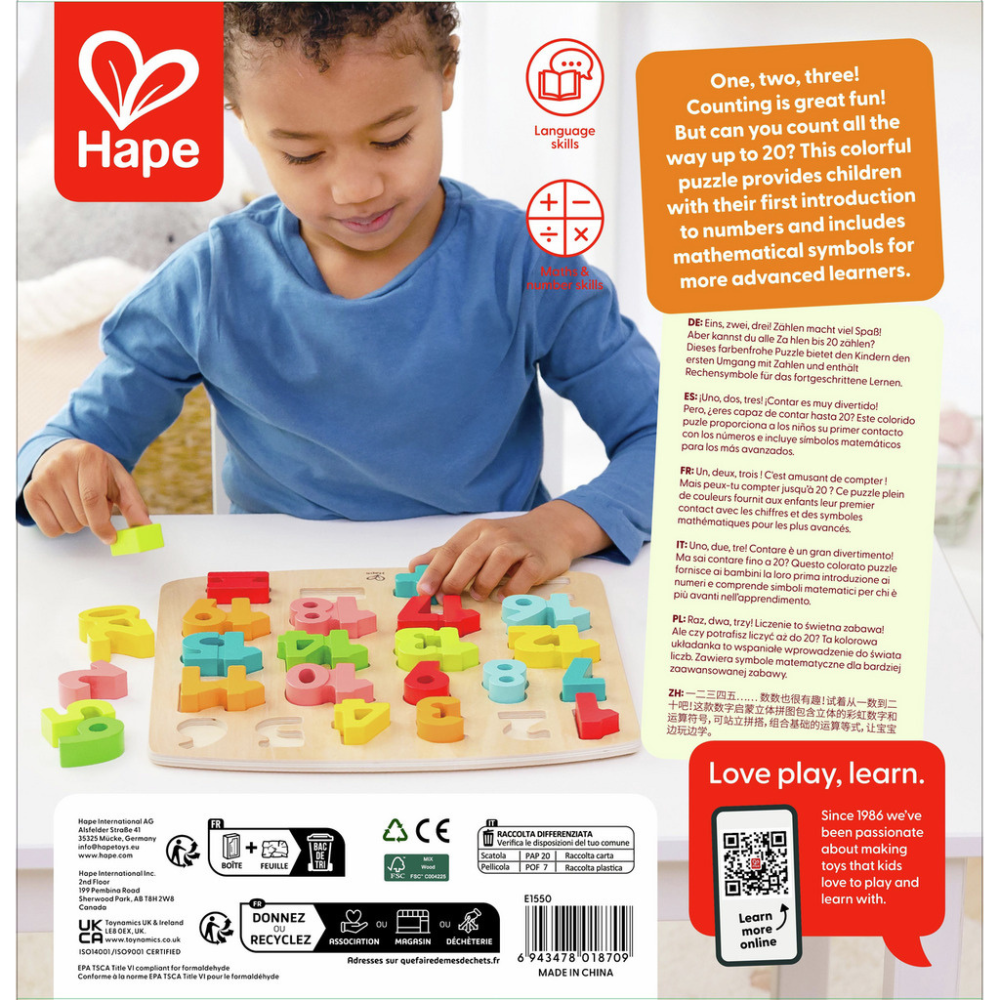 Puzzle des nombres 1 à 20