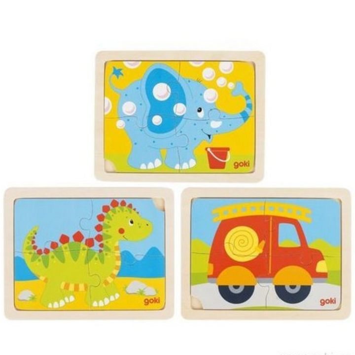 Puzzle en Bois 4 Pièces, (lot de 3)