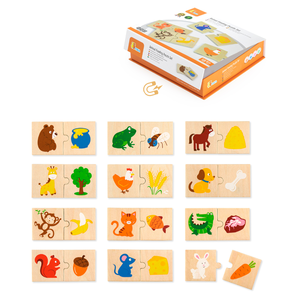 Puzzle en Bois animaux/nourriture 24 pièces