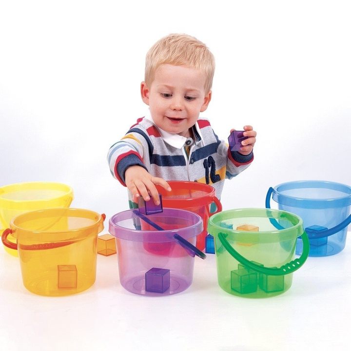 Sac de 6 Seaux Translucides Coloris Assortis - Diamètre 18cm