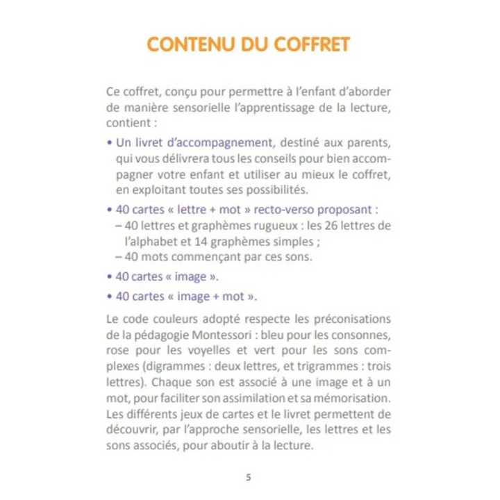 Mon coffret Montessori d'initiation à la lecture