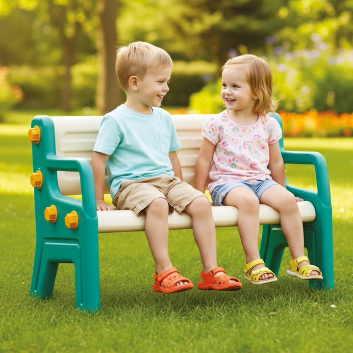 Banc pour enfants - blanc et vert - 1 - Eveil Montessori Maroc