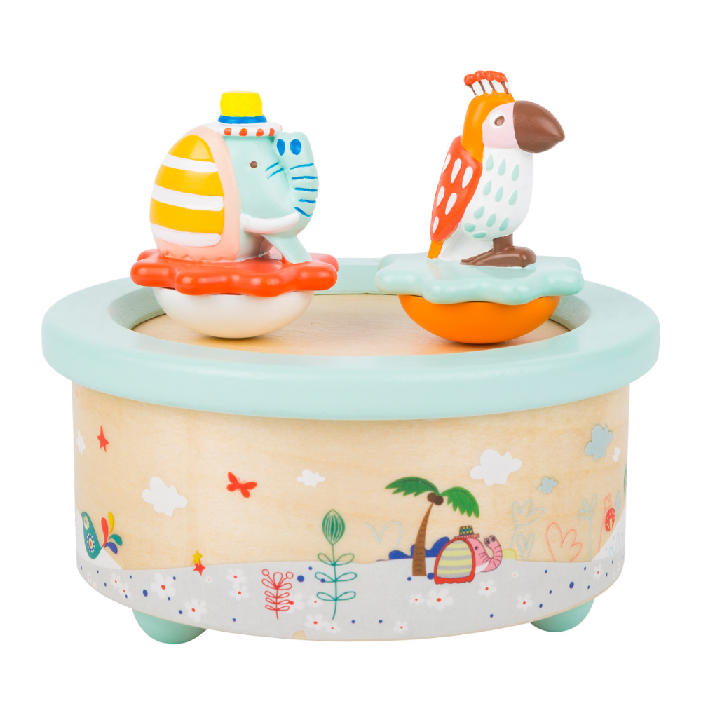Eveil montessori maroc Boite a musique Perroquet et Elephant | EVEIL MONTESSORI