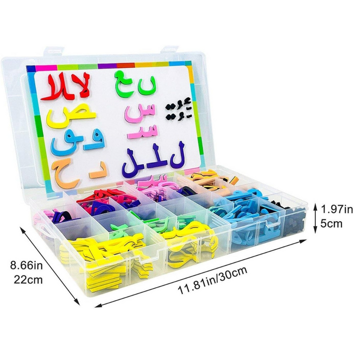 Boite alphabet arabe lettres magnétiques et tableau magnétique (avec feutre effaçable)