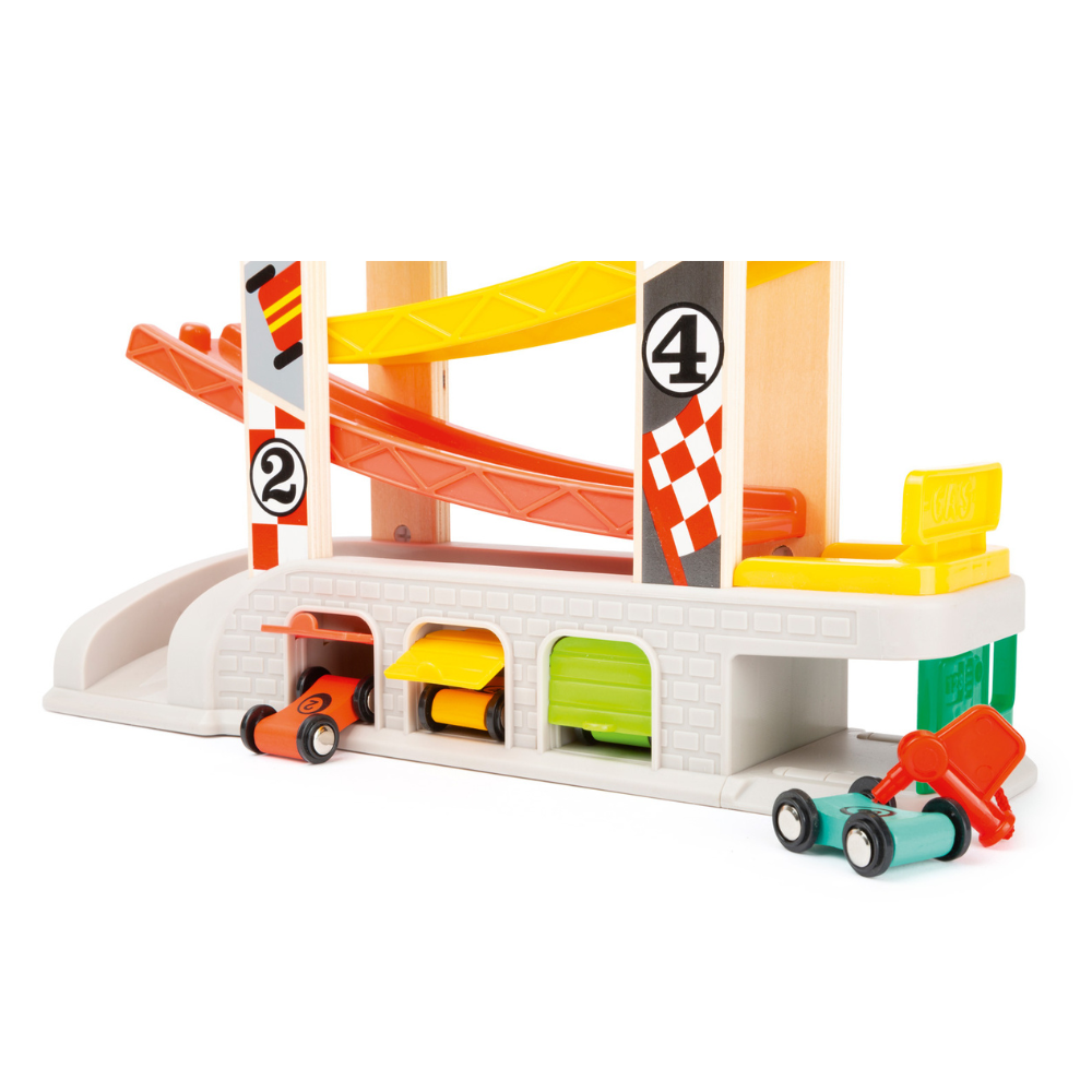 Circuit de course avec parking et garages