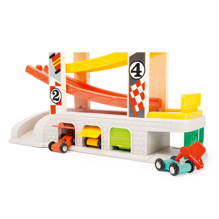 Circuit de course avec parking et garages