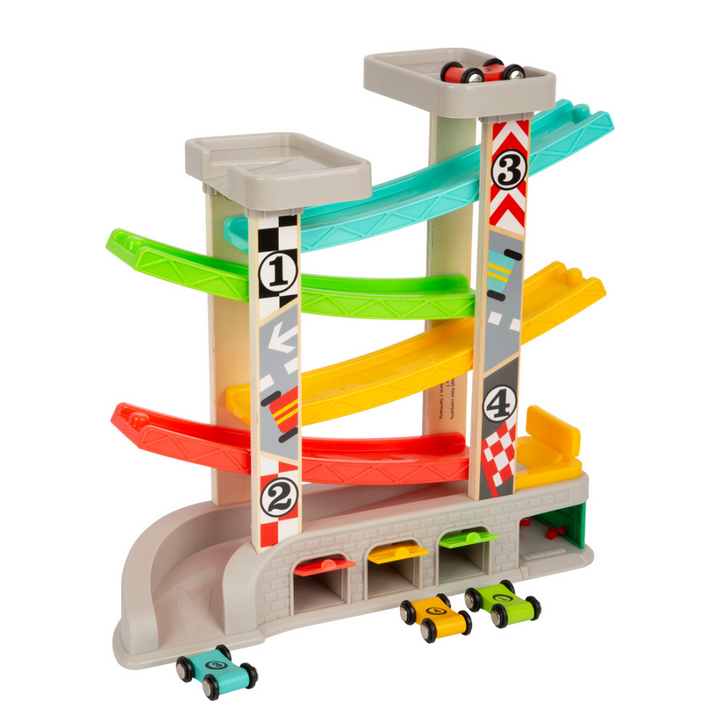 Circuit de course avec parking et garages