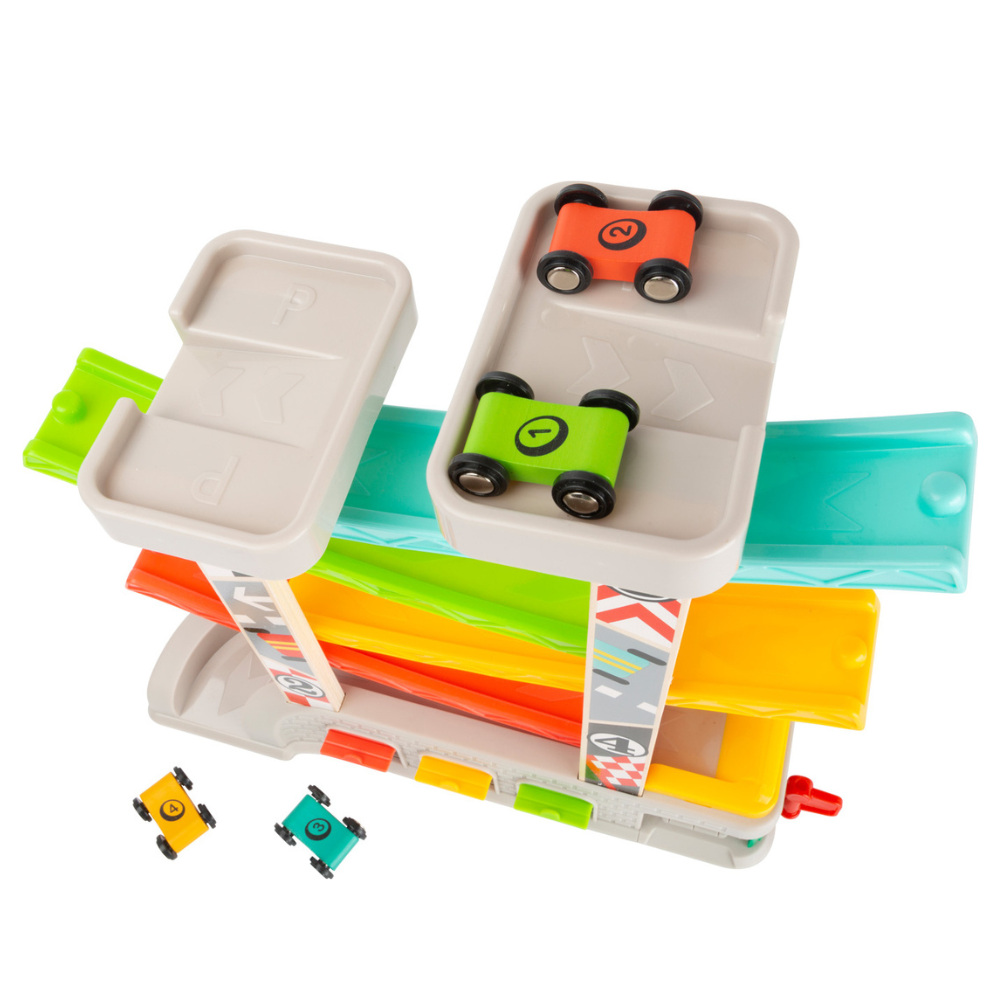 Circuit de course avec parking et garages