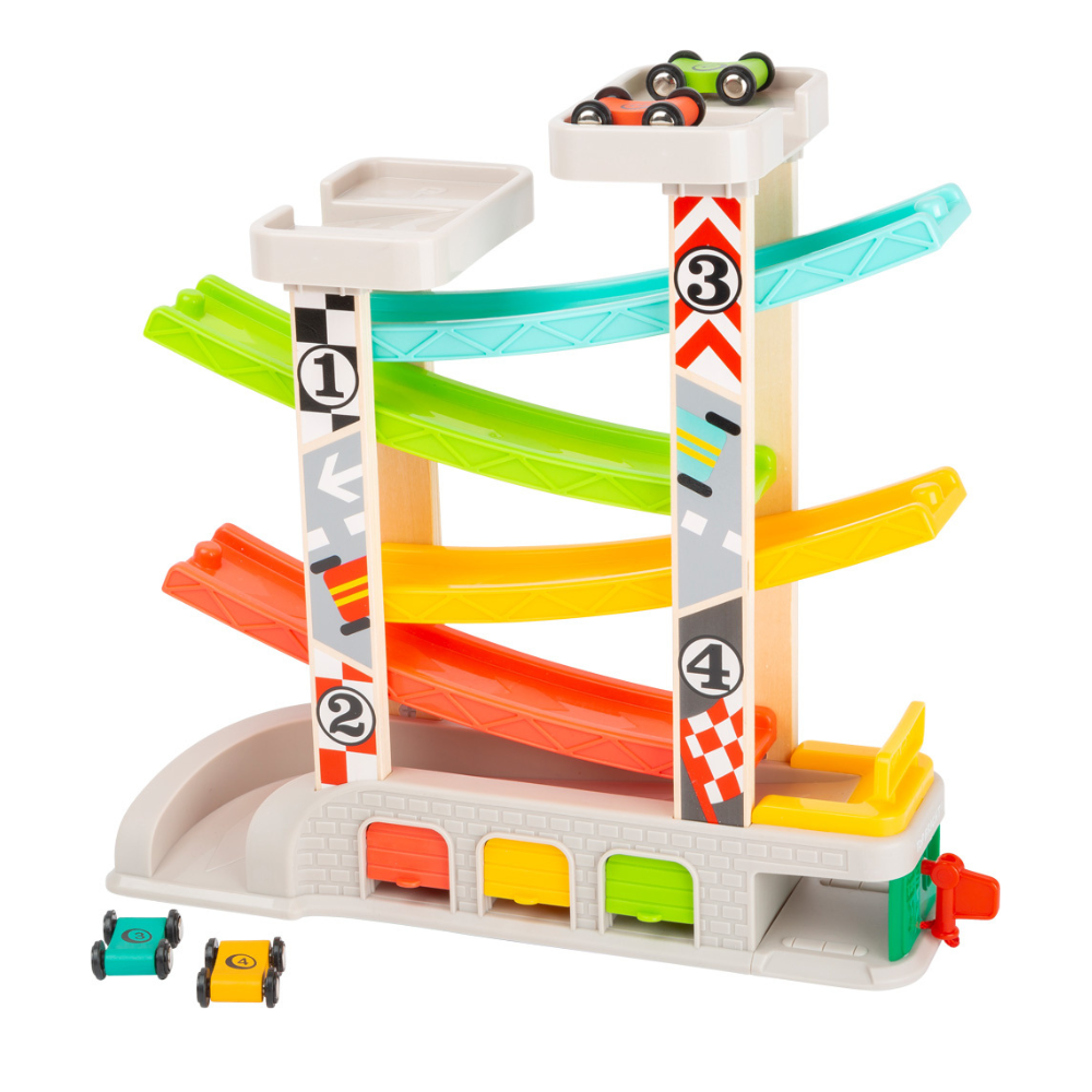 Circuit de course avec parking et garages