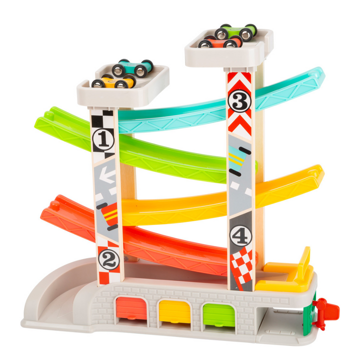 Circuit de course avec parking et garages