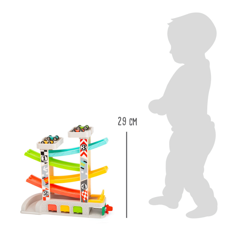Circuit de course avec parking et garages