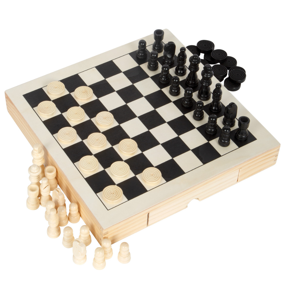 Kit de jeux Echecs, dames & jeu du moulin