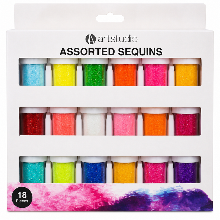 Coffret de 18 pots de paillettes assorties
