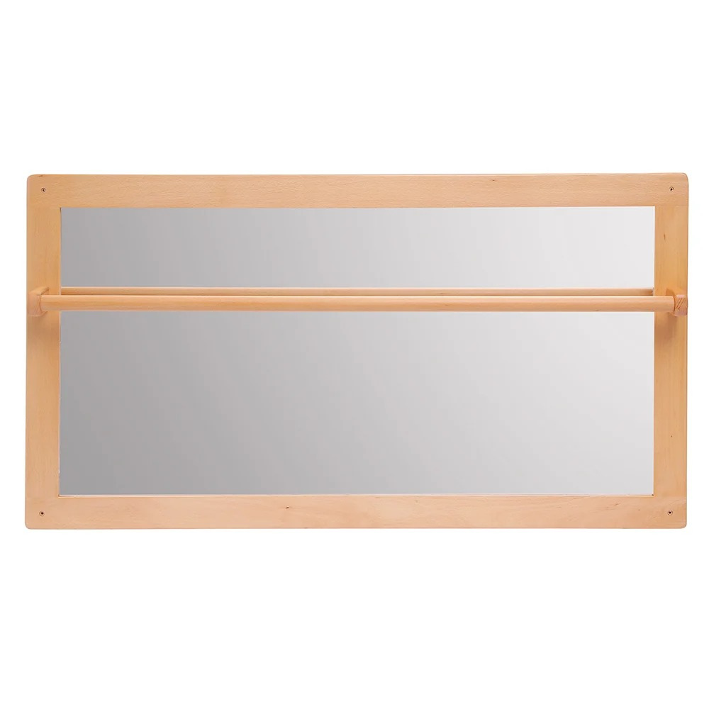 Miroir Montessori avec barre d'appui - Pour bébé / jeune enfant en bois massif