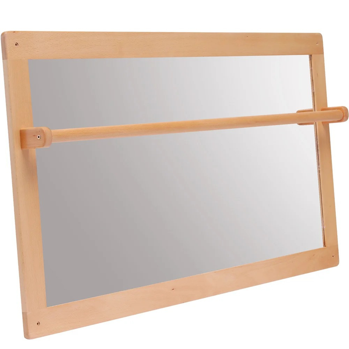 Miroir Montessori avec barre d'appui - Pour bébé / jeune enfant en bois massif