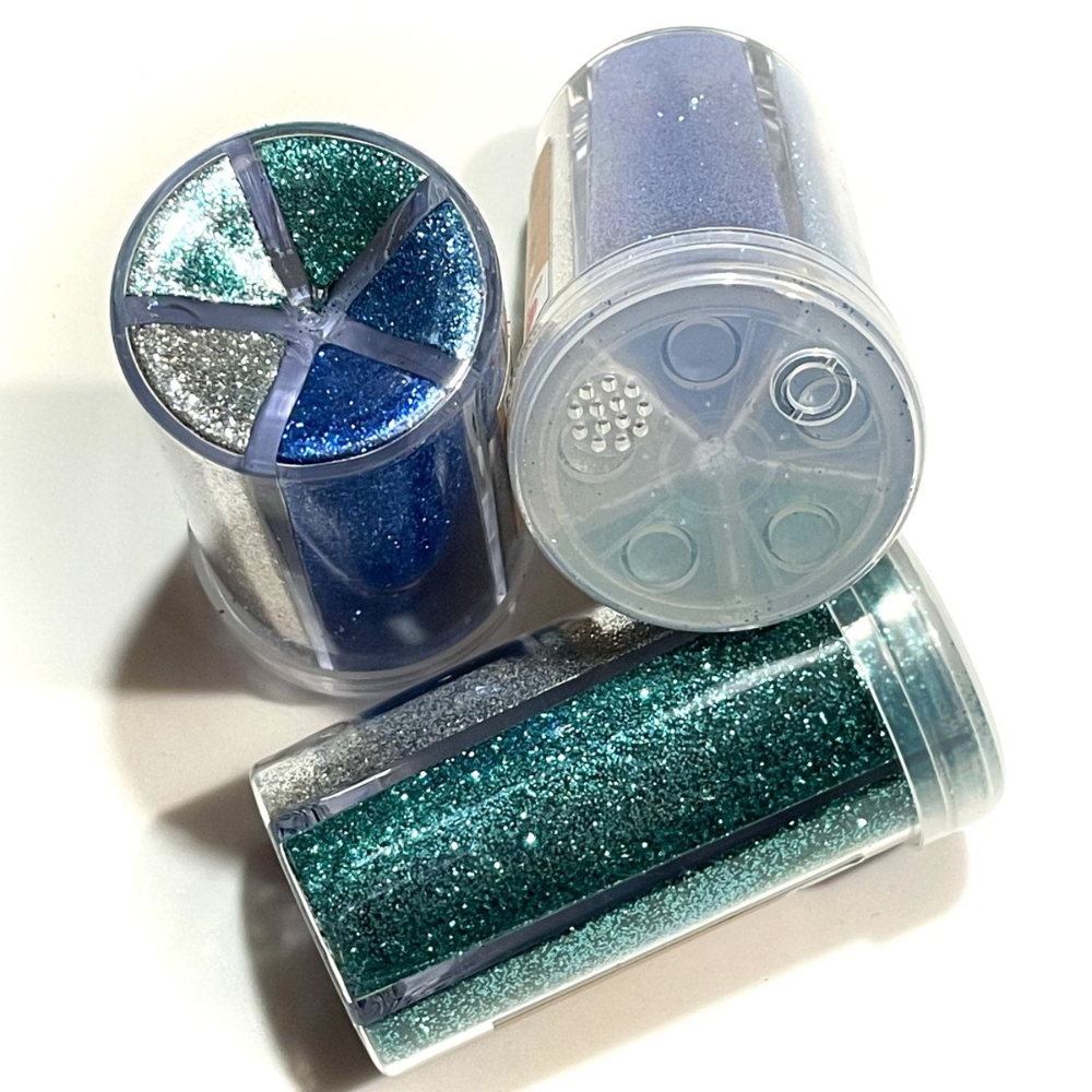 Paillettes décoratives Glitters Ocean – Bleu, Turquoise & Argent - 1 - Eveil Montessori Maroc
