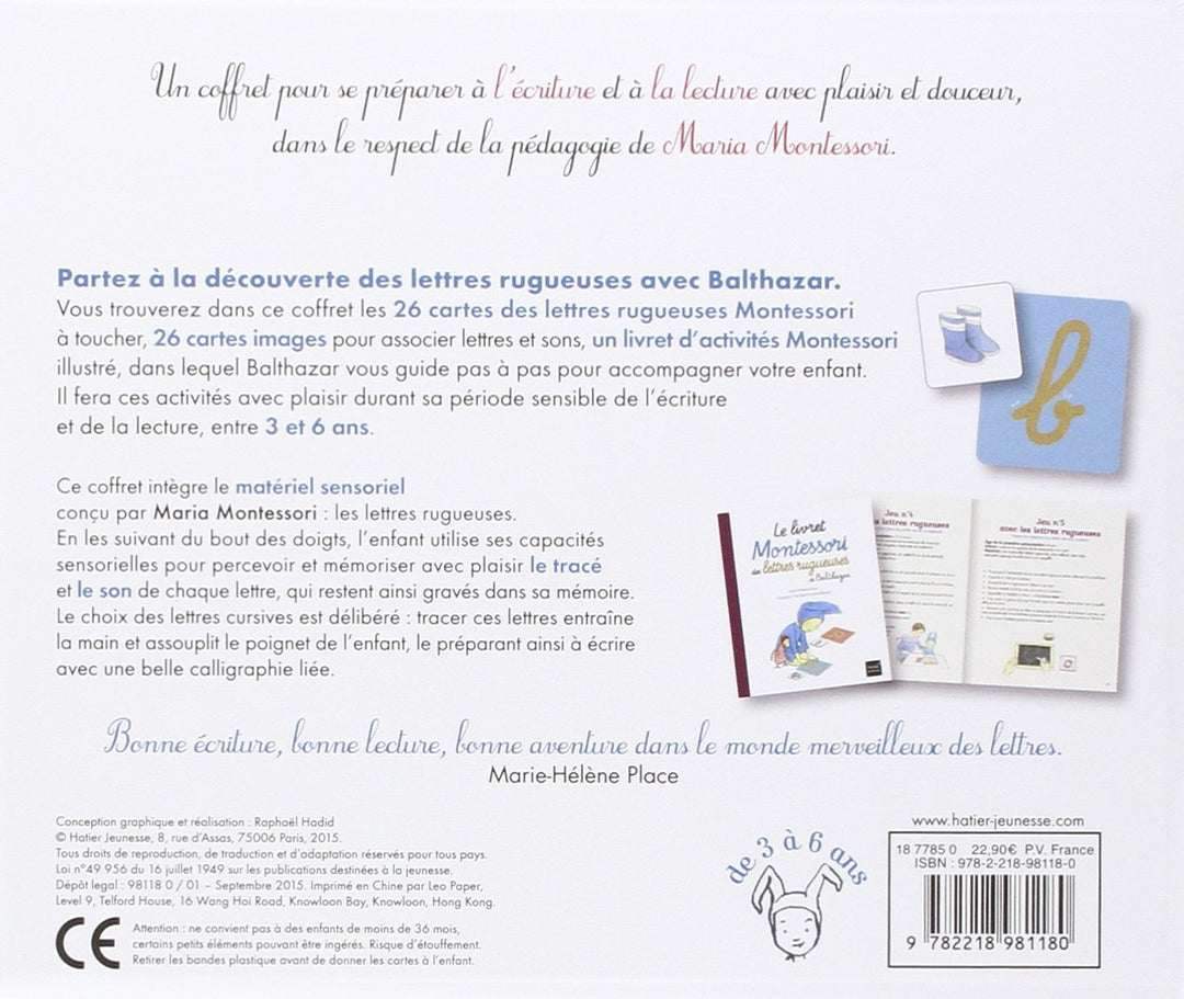 Le coffret Montessori des lettres rugueuses de Balthazar
