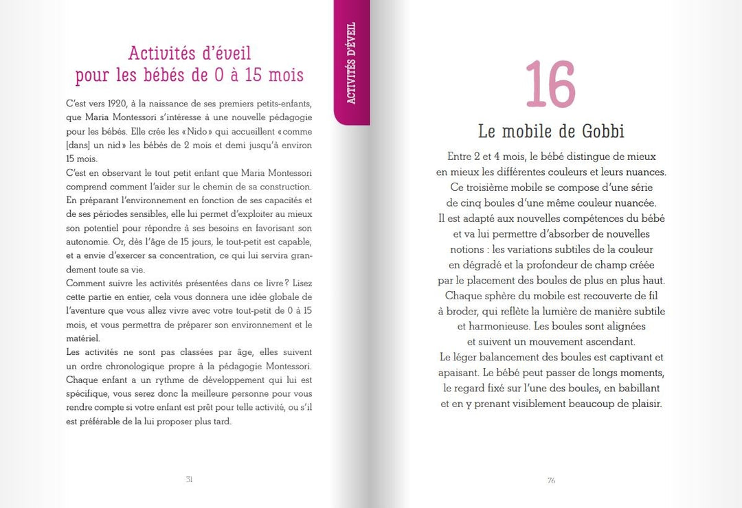 Le guide d'activités Montessori de 0 à 6 ans