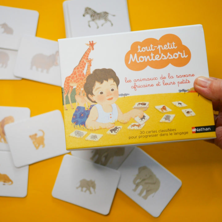 Tout-petit Montessori - Les animaux de la savane africaine et leurs petits - Dès 12 mois