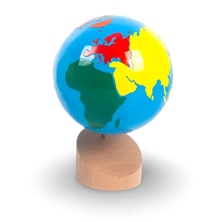 Globe des parties du monde - Base en bois hêtre