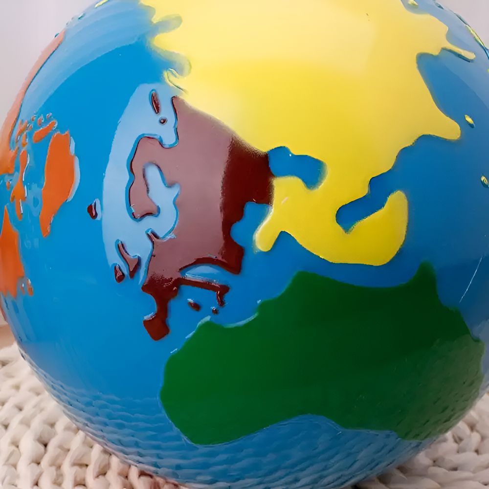 Globe des parties du monde - Base en bois hêtre