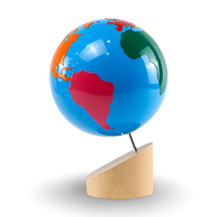 Globe des parties du monde - Base en bois hêtre