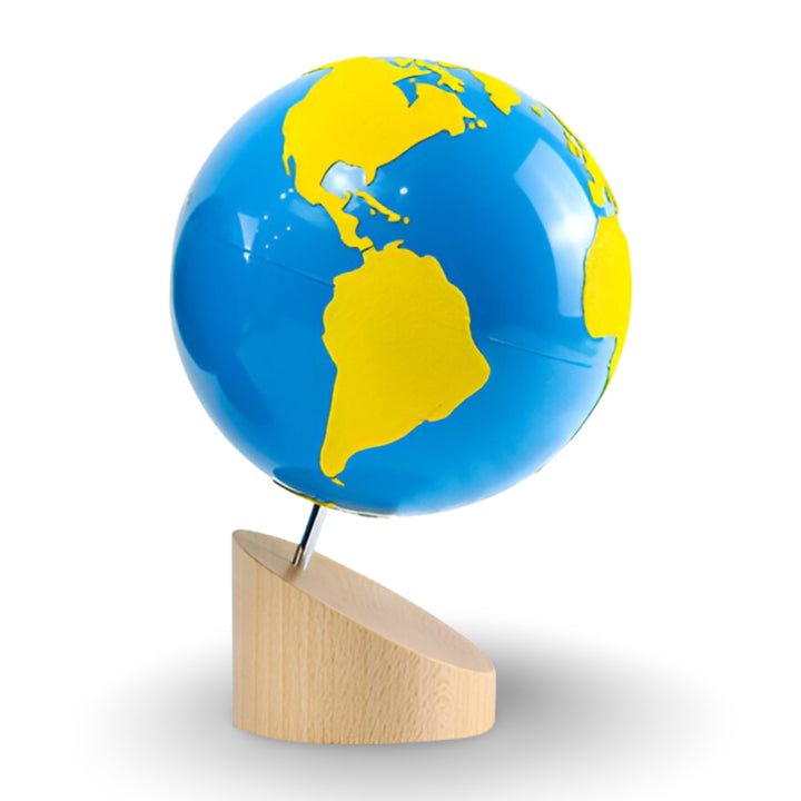 Globe rugueux Terres et Mers - jaune - base en hêtre
