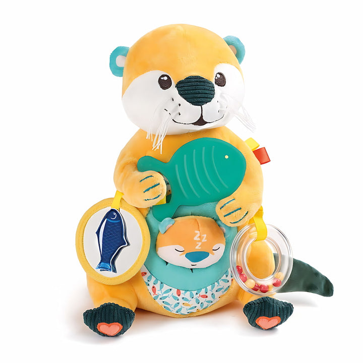 Gros plan peluche loutre maman et bébé – jouet câlin LUDI | EVEIL MONTESSORI
